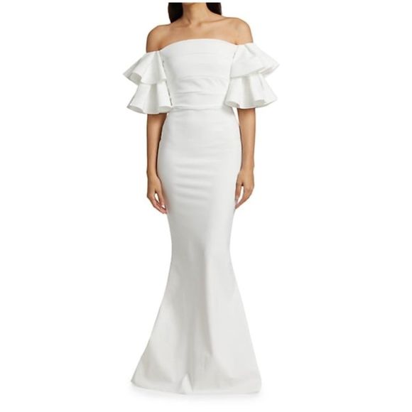 Chiara Boni La Petite Robe Parvati Off-The-Shoulder Gown Size 50(US14) $1295 - Picture 2 of 9